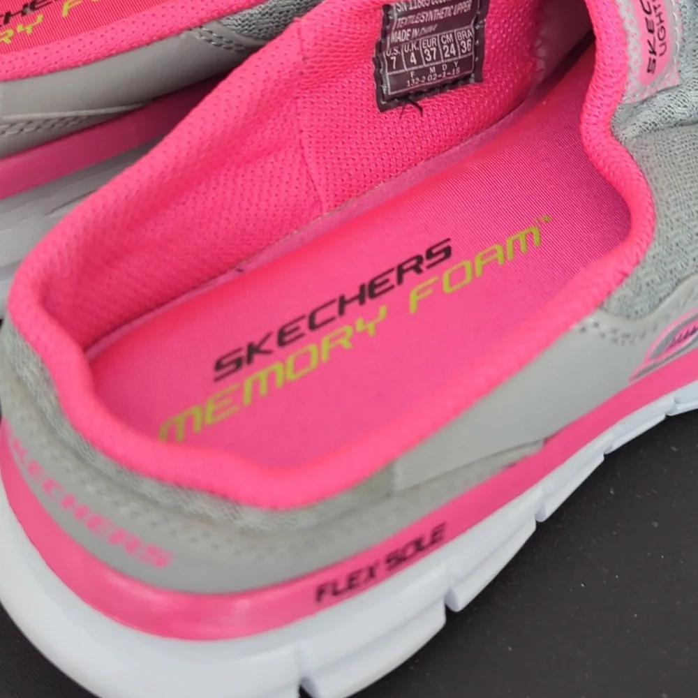 Skechers Women's Gray and Pink Slip-on Sneakers, 7 - Picture 5 of 5